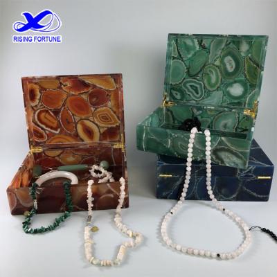 China Holding Jewelry Decoration / Table / Coasters Cup Customized Size Jewelry Organizer Box Agate Jewelry Luxury Box In Different Colors for sale