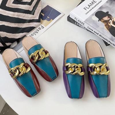 China Fashion Trend Women Going Out Mule Slippers Slip Type Ladies Shoes Summer Closed Toe Sandals Slippers for sale