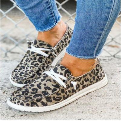 China Wholesale Fashion Trend Fashion Canvas Sneakers Rubber Women's Cheetah Canvas Shoes for sale