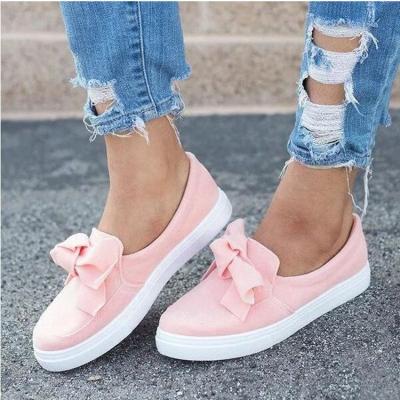 China 2021 Fashion Trend Fashion Ladies Flats Suede Loafers Women Casual Shoes With Bow for sale