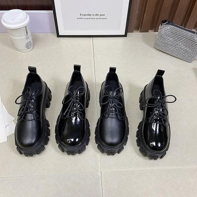 China Spring Autumn British Style Boots Fashion Trend Lace Up Casual Single Shoes Black Classic Shoes for sale