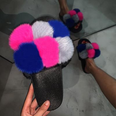 China New Fashion Trend Style Wholesale Latest Fashion Women Fur Slippers Indoor Outdoor Fur Slippers for sale