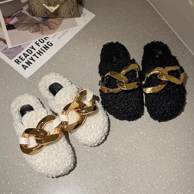 China Fashion Trend Trending Ladies Black Hairy Fluffy Slippers Women's Mules Outlet Slippers Shoes With Faux Fur for sale