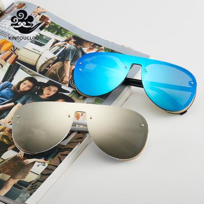 China One Piece Sunglasses Steampunk Vintage Pilot Oval Fashion Sunglasses Men Oversized Round Windproof Sun Glasses Transparent One Piece Shades for sale