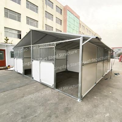 China Portable Farms Steel Frame Horse Stall Fronts For Sale Prefab Modular Horse Stables for sale