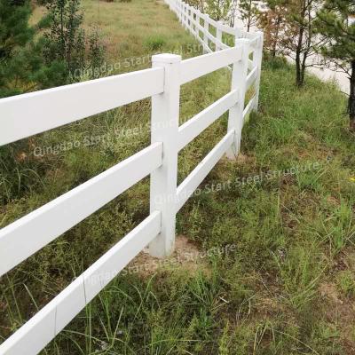 China Easily Assembled UV Resistant Cheap Round Pen Paddock Fence Horse Rail Plastic Farm PVC Barrier for sale