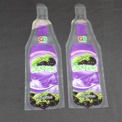 China 80ml/100ml/120ml /150ml/350ml Food Grade Plastic Packaging Beverage Bag Moisture Proof Bottle Shape Juice Orange Spout Pouch for sale