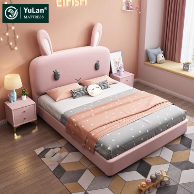 China Other Cute Modern Luxury Design Frame Cartoon Rabbit Solid Wood Leather Cute Bed à venda