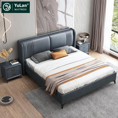 China (Other) Best Selling Luxury Modern Solid Wood Leather King Adjustable Size Leather Bed Frame Leather Bed for sale