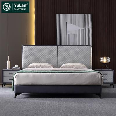 China Adjustable Modern Luxury Leather Bed Bedroom King Size Bed For View (Other) Solid Wood Bedroom for sale