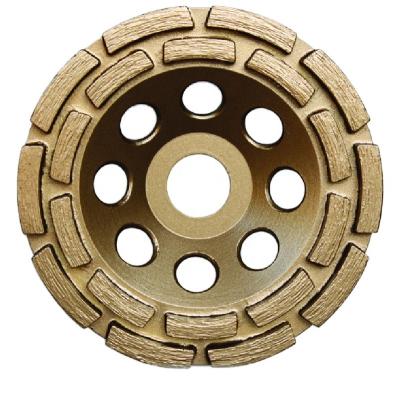 China Angle Grinder Hot Pressed Segments Diamond Cup Wheel Dry Or Wet Diamond Agglomerated Grinding Wheel For Concrete Stone Double Row GDC 125 for sale