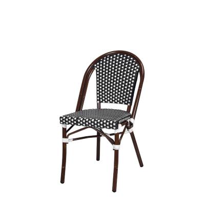 China Outdoor French Restaurant Cafe Rattan Patio Dining French Chairs Aluminum Frame Bamboo Bistros Chair for sale