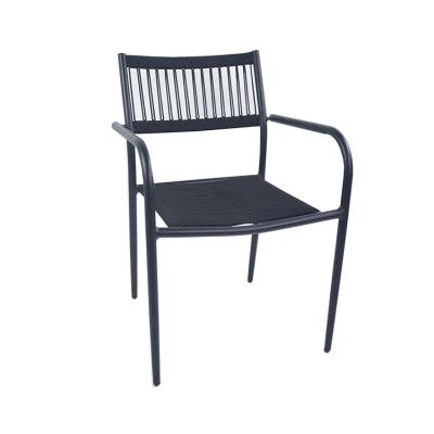 China EUROPEAN Outdoor Garden Patio Dining Chairs Black Outdoor Metal Rope Chair for sale