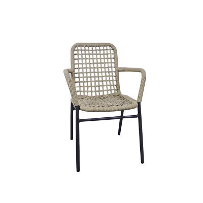 China Modern Best Outdoor Furniture Woven Chair Rope Woven Rope Dining Chairs With Armrest for sale