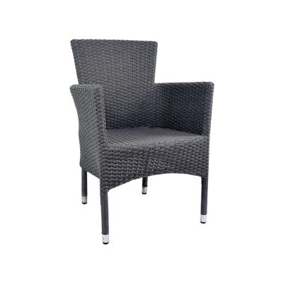 China French Outdoor Wicker Woven Garden Chairs Waterproof Gray Aluminum Patio Rattan Chair for sale