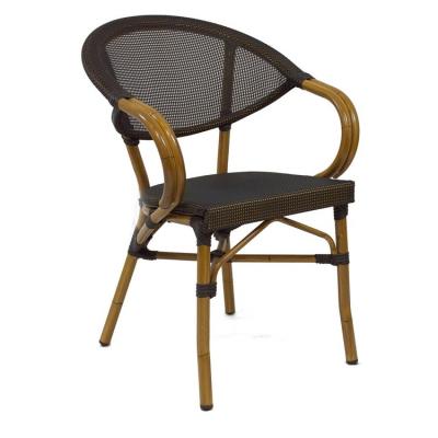 China Modern Cheap Mesh Outdoor Chair Black With Aluminum Arms UV Resistant Outdoor Wicker Lounge Chairs Sale for sale