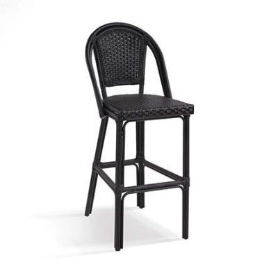 China Foshan French high quality outdoor rattan patio metal weaving bar chairs black bar stools with metal legs for sale