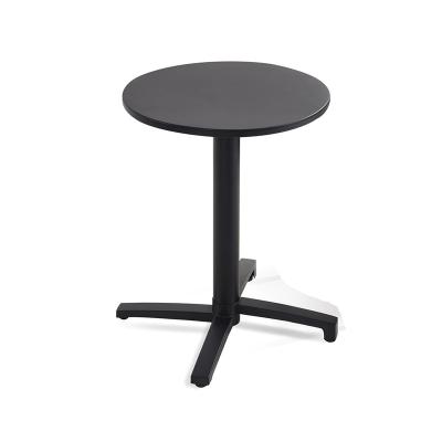 China Round Dining Table Folding Dining Table Modern Black Aluminum Coffee Furniture Small Round Patio Table for sale