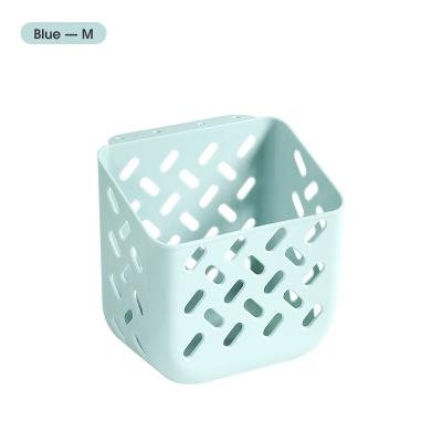 China Stocked Wall-Mounted Plastic Basket Bathroom Shelves Bathroom Accessories Organizers  Hanging Drain Basket for sale