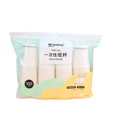 China Paper+PE Polyethylene Food Grade Tea Cup 250ml Disposable Paper Cup For Hot And Cold Drinks for sale