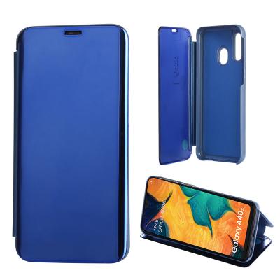 China Anti-fall Stand Flip Smart View Mirror Cover Electroplating Case For Samsung S20 S21 A40 A52 A72 Mobile Phone Case Accecessories For A51 A50 for sale