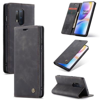 China CaseMe Shockproof Magnetic Flip Cover For OnePlus 7/1+8 pro Real Genuine Leather Wallet Card Holder Phone Case for sale