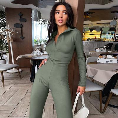 China 2021 New Winter Fashion QUICK DRY Lapel Long Sleeve Slim Casual Wide Leg Overalls for sale