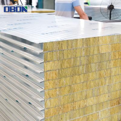 China Easy Installation Consteuccion Weather Proof Zink Mineral Wool Wall Sandwich Panel Rock Wool Sandwich Panel Soundproof Price Morocco 50Mm for sale