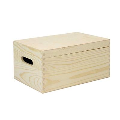 China Wholesale High Quality Eco-friendly Solid Rectangle Natural Raw Material Pine Wooden Crate With Lids for sale