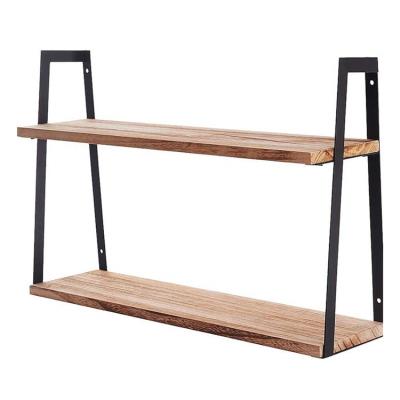 China (Size) 2 Tier Farmhouse Bathroom Laundry Room Adjustable Wood Shelves Modern Home Decor for sale