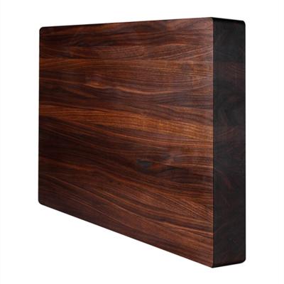 China Grain Viable Butcher Stall Edge Decor Thick Dark Walnut Cutting Board For Kitchen for sale