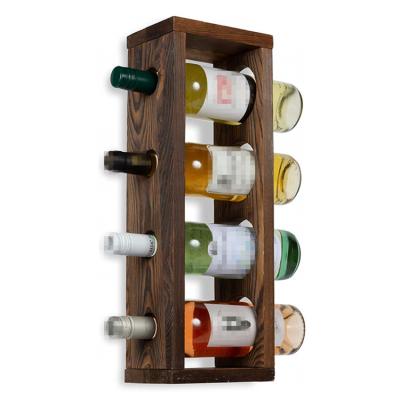 China Sustainable Rustic State Holds 4 Bottle Floating Wood Wall Wine Rack Wall Mounted for sale