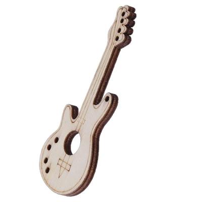 China Simple Europe Guitar Shape Write Christmas Wishes Wooden Embellishment Miniature Wooden Crafts for sale