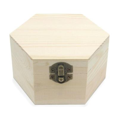 China Europe High Quality Simple Unfinished Hexagon Small Jewelry Treasure Wooden Storage Box for sale