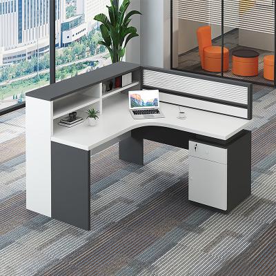 China Expandable Modern Custom Workstations Modern Custom Table Escritorio De Oficina Cubicle Office Staff Office Solid Wood Desk With Drawer for sale