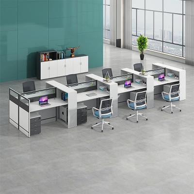 China Expandable High End Luxury MDF Office Furniture Administrative Staff Computer Workstation Separation Desk Working Table With File Cabinet for sale