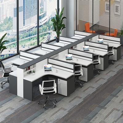 China MDF Office Furniture 4 Person Workstation Dividers Expandable Modern White Staff Compartment Adjustable Table Separation Table With Drawer for sale