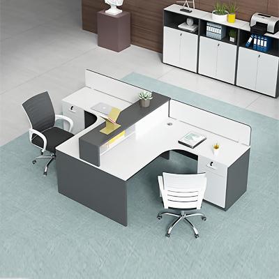 China Convertible Modern Office Furniture Laptop Workstation OEM Escritorio MDF White Staff Computer Table Desk with Drawer for sale