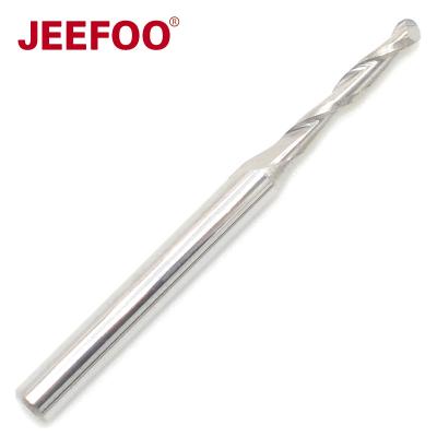 China Jeefoo 3.175*2.0*12 Ball Nose Cut Machines CNC End Mill Ball Nose Acrylic Engraving Milling Cutter for sale