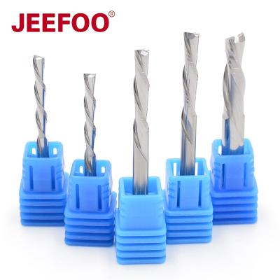 China Jeefoo Cut Down Cut / Two Left-Helical Flute Router Bits / CNC Tools / For Acrylic End Mills / MDF / PVC / Aluminum for sale