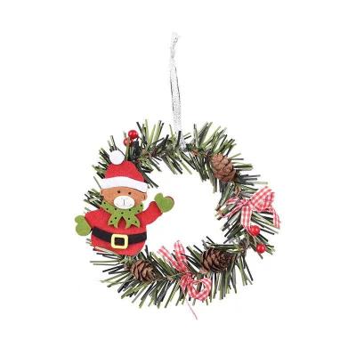 China Handcrafted Christmas Decorations Santa Moose Garland Hanging Around PVC Christmas Tree Pinecone Pendant for sale