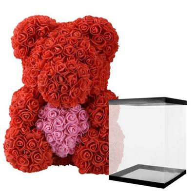 China Medium Foam Handmade PE Rose Teddy Bear From China Factory Supply Bulk Order 40cm for sale