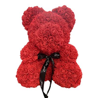 China Popular Item Wholesale Artificial Handcrafted 40cm Teddy Foam Rose Bear Gift for Valentine's Day for sale