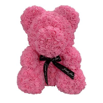 China Artificial Hot Selling Hand Made Products Site Standing 40cm Rose Teddy Bear With Heart / Ribbon For Girls for sale