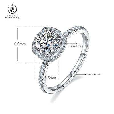 China Anniversary Merence Jewelry 1ct D Color VVS Moissanite Stone Classic Design With Silver Certificate Jewelry 925 Engagement Ring For Gift for sale