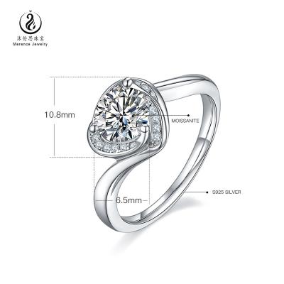 China Anniversary D Color VVS1 1ct Moissanite Stone Classic Good Quality Design White Round Cut Brilliant 925 Jewelry Silver Engagement Ring for sale