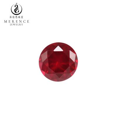 China Jewelry Making Merence Jewelry Factory Direct Selling Machine Cut Brilliant Round Shape Synthetic Corundum Gemstone #5 Loose Ruby for sale