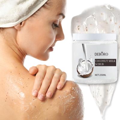 China Exfoliator OEM ODM 250ml Coconut Milk Soft White Body Scrub for sale