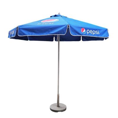 China Modern quality aluminum outdoor umbrella with pepsi branded logo for 3 years above sun shade patio beach club cafe beer for sale