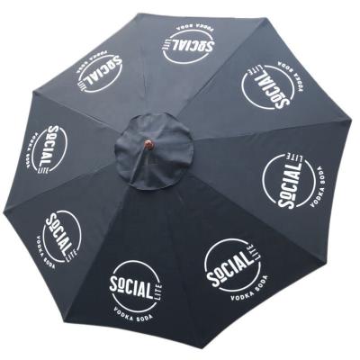 China Modern outdoor wooden parasol with customized logo for garden patio brewery wine beer cafe restaurant garden for sale